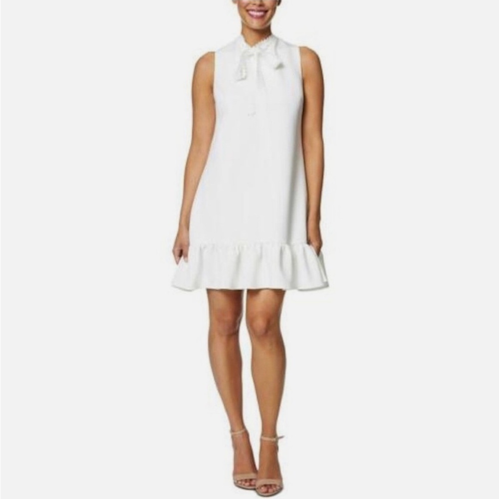 Betsey Johnson White Ruffled Sundress Polo Collar